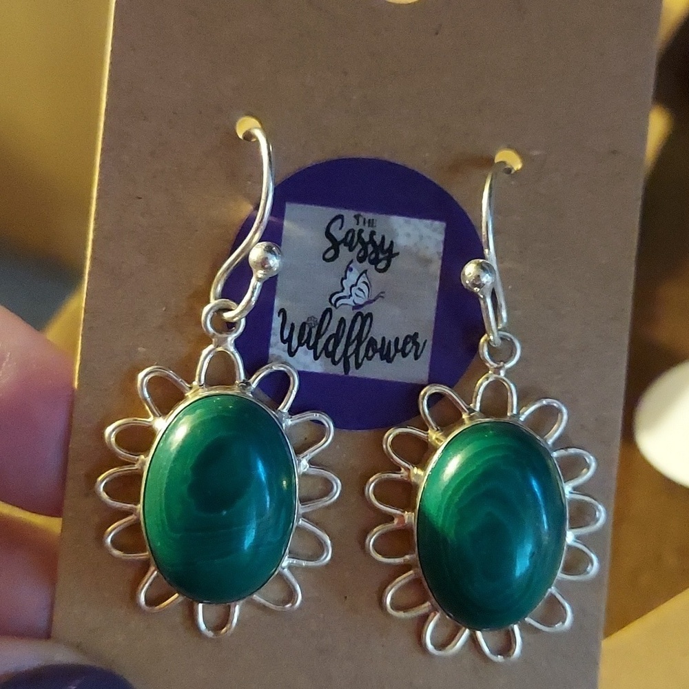 MALACHITE Sterling Silver Earrings
